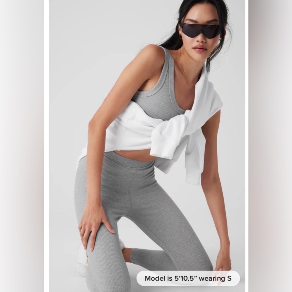 Alo Yoga Ribbed Blissful Leggings‎ in Gray